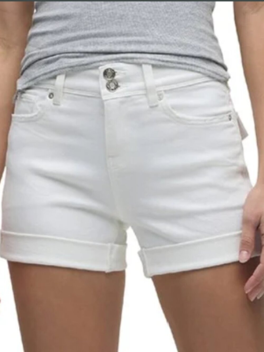 Hudson Croxley Mid-Rise Denim Shorts In White, Size 27